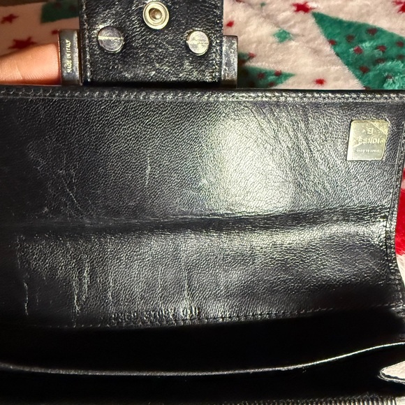 Fendi Black Leather Long Wallet with FF Logo Clasp - Picture 4 of 14